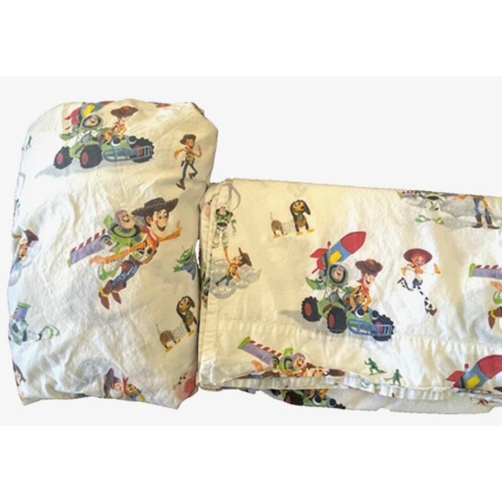 Pottery Barn Kids Disney Pixar Toy Story TWIN Flat Fitted Sheets Woody Buzz